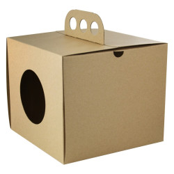 Boite à emporter carton kraft brun “Coup de poing“ 176x176, H150 mm - 50 unités
