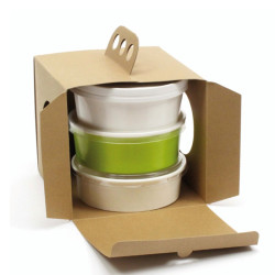 Boîte à emporter carton kraft brun "Coup de poing" 17,6 x 17,6 x 15 cm - 25 unités
