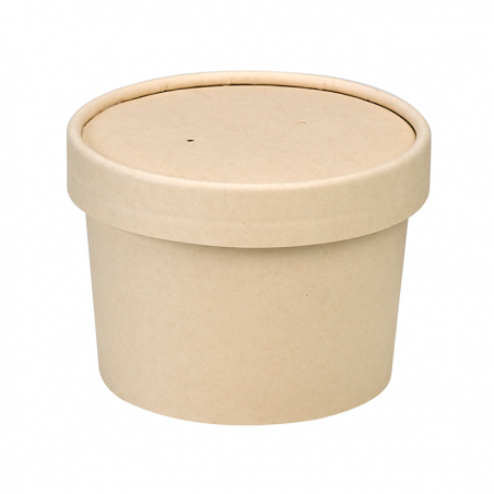 Pot carton fibre de bambou chaud et froid avec couvercle laminé PLA