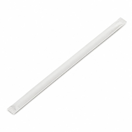 Paille biseautée blanche pour Bubble Tea - emballage individuel  H12mm - 140 unités
