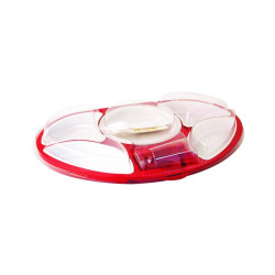 Kit plateau ovale rouge "First class" 45 x 29 x 3 cm - 50 unités