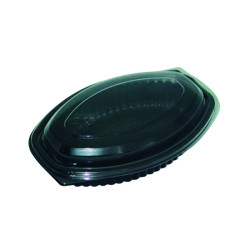 Cassolette plastique PP ovale noire 400 ml 20,7 x 14,3 x 2,7 cm - 100 unités