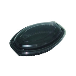 Cassolette plastique PP ovale noire 500 ml 20,7 x 14,3 x 3,7 cm - 125 unités