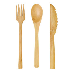 Kit Couverts Bambou 3/1 Emballage Kraft - 16 cm  - 50 unités