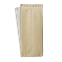 Pochette papier crème pour couverts avec serviette blanche 11 x 25 cm - 500 unités