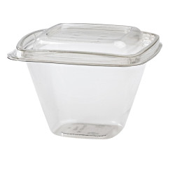 Pot Deli carré PET transparent avec couvercle 500 ml 12,8 x 12,8 x 8,5 cm - 50 unités