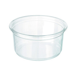 Pot Deli rond PET transparent avec couvercle rentrant 450 ml Diam: 11,7 cm 11,7 x 9,2 x 8 cm x 25 unités