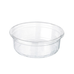 Pot Deli rond PET transparent avec couvercle rentrant 240 ml Diam: 11,7 cm 11,7 x 9,5 x 4,5 cm - 25 unités