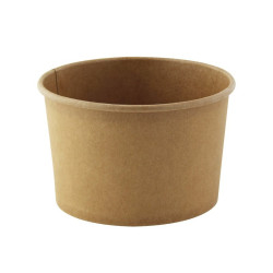 Pot "Deli" rond en carton kraft 532 ml Diam: 11,4 cm 11,4 x 9,5 x 7,2 cm - 50 unités