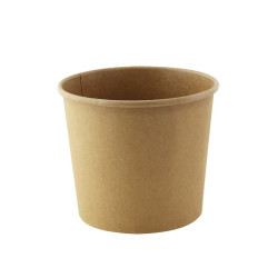 Pot "Deli" rond en carton kraft 700 ml Diam: 11,4 cm 11,4 x 9,1 x 9,8 cm - 50 unités