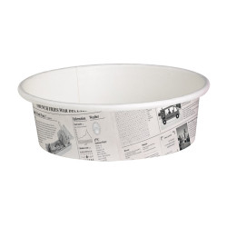 Pot "Deli" rond en carton décor journal 360 ml Diam: 11,4 cm 11,4 x 9,8 x 5,4 cm - 50 unités