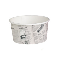 Pot "Deli" rond en carton décor journal 600 ml Diam: 11,4 cm 11,4 x 9,2 x 8,7 cm - 50 unités