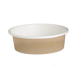 Pot "Deli" rond en carton décor brun 360 ml Diam: 11,4 cm 11,4 x 9,8 x 5,4 cm - 50 unités