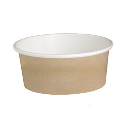 Pot "Deli" rond en carton décor brun 480 ml Diam: 11,4 cm 14,4 x 9,5 x 7,2 cm - 50 unités