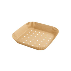 Moule à friture perforé carré kraft 160x160mm H45mm - 100 unités