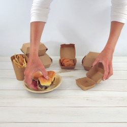 Boîte burger carton kraft brun 11 x 10 x 8 cm - 75 unités
