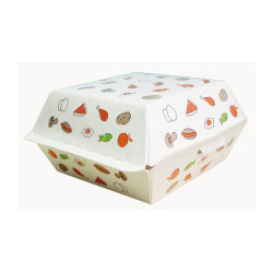 Boite burger carton imprimé 13,5 x 12,5 x 6,5 cm - 500 unités