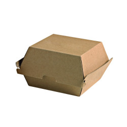 Boîte burger carton kraft brun microcannelé 14,5 x 13 x 10 cm - 50 unités