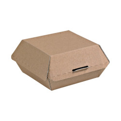 Boîte burger carton kraft brun microcannelé 13,5 x 12,5 x 6,5 cm - 50 unités