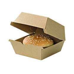 Boîte burger carton kraft brun microcannelé 17,8 x 15,5 x 8 cm - 50 unités