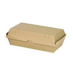 Boîte burger carton kraft brun microcannelé 24,5 x 13,5 x 7,5 cm - 25 unités