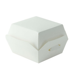 Mini boite burger en carton blanc 8 x 7,5 x 5 cm - 25 unités