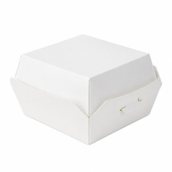 Mini Boite burger en carton blanc  - 9,8 cm x 9,5 cm x 5 cm - 25 unités