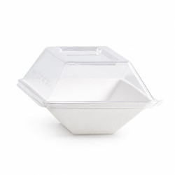 Assiette rectangulaire blanche en pulpe 150 ml 13 x 8,5 x 2,8 cm - 50 unités