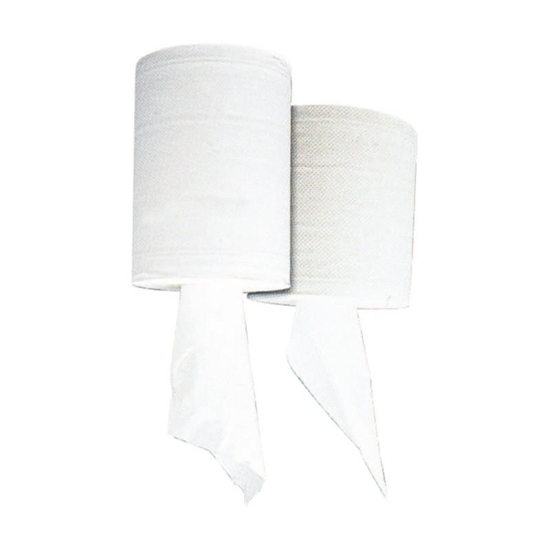 Bobine d'essuyage blanc 2 plis à devidage central Diam: 20 cm 21 x 19 cm - 6 unités