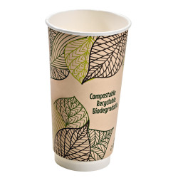 Gobelet carton PLA double paroi 590 ml Diam: 9 cm 9 x 6 x 15,9 cm - 25 unités
