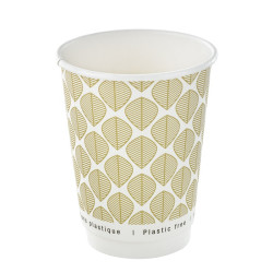 Gobelet en carton imprimé à double paroi sans plastique  - 350 ml - 9 cm x 6 cm x 11 cm. - 25 unités