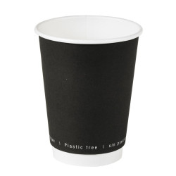 Gobelet en carton noir à double paroi sans plastique  - 350 ml - 9 cm x 6 cm x 11 cm. - 25 unités