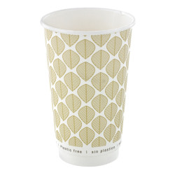 Gobelet en carton brun à double paroi sans matière plastique, Waterbased 460ml Ø90mm - 25 unités