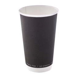 Gobelet en carton noir à double paroi sans matière plastique, Waterbased 460ml Ø90mm - 25 unités