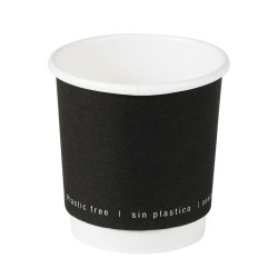 Gobelet en carton noir à double paroi sans matière plastique, Waterbased 120ml Ø62mm - 25 unités