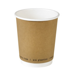 Gobelet en carton kraft à double paroi sans plastique  - 8 cm x 5,6 cm x 9,2 cm - 25 unités