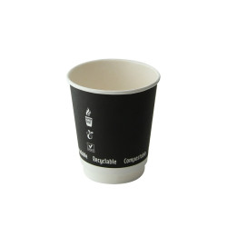 Gobelet en carton noir à double paroi sans plastique  - 8 cm x 5,6 cm x 9,2 cm - 25 unités