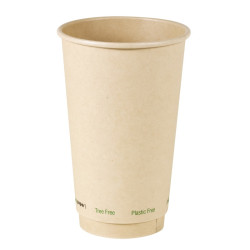 Gobelet brun en carton fibre de bambou à double paroi sans plastique 460ml Ø90mm - 25 unités