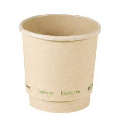 Gobelet brun en carton fibre de bambou à double paroi sans plastique 120ml Ø62mm - 25 unités