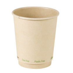 Gobelet en carton à double paroi en fibre de bambou sans plastique  - 230 ml - 8 cm x 5,6 cm x 9,2 cm - 25 unités