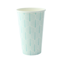 Gobelet carton blanc décor feuille 350ml Ø90mm - 50 unités