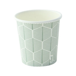 Gobelet carton blanc décor feuille 120ml Ø62mm - 50 unités