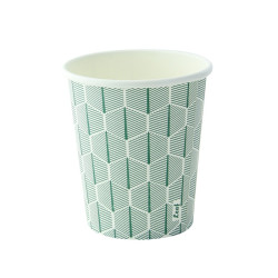 Gobelet carton décor "Leaf"  - 230 ml - 8 cm x 5,6 cm x 9,2 cm. - 50 unités