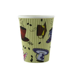 Gobelet carton double paroi décor "Tea Cup" 350 ml Diam: 9 cm 9 x 10,8 cm - 25 unités