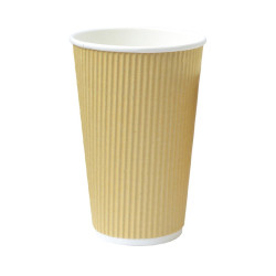 Gobelet carton double paroi beige "Rippley" 450 ml Diam: 9 cm 9 x 6,1 x 13,6 cm - 25 unités