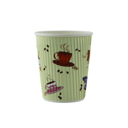Gobelet carton ondulé décor Tea Cup 230 ml Diam: 8 cm 8 x 5,85 x 9,35 cm x 40 unités