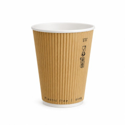 Gobelet Carton Double Paroi Beige "Rippley"  - 350 ml - 9 cm x 6 cm x 11 cm - 25 unités