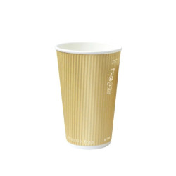 Gobelet Carton Double Paroi Beige "Rippley" - 470 ml - 9 cm x 6 cm x 13.6 cm - 25 unités