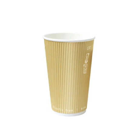 Gobelet Carton Double Paroi Beige "Rippley" - 470 ml - 9 cm x 6 cm x 13.6 cm - 25 unités