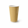 Gobelet Rippley en carton kraft ondulé beige à double paroi  H92mm 230ml - 40 unités